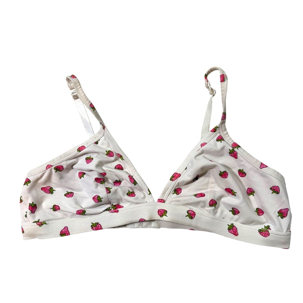 Arizona Coquette XXL Strawberry Print Unlined Triangle Bralette Organic Cotton